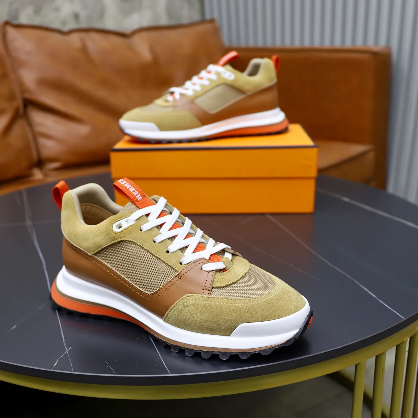 Men's shoes: 462💰🎬【Hermès】Official website synchronization Counter quality French Paris catwalk style Simple and classic Imported original fabric Original outsole Size (size): 38-44
